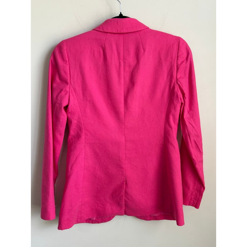 J. Crew Linen-Blend Notch Lapel Single Breasted Blazer Sweet Briar Women's 00 - Picture 10 of 10